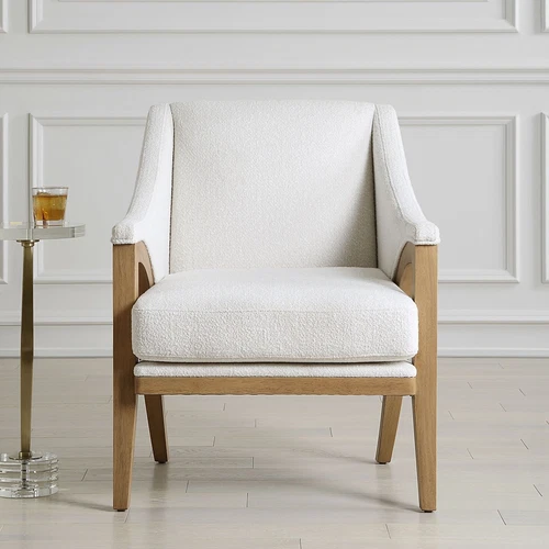 Uttermost Evolve White Fabric Accent Chair - Picture 1 of 6