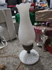VTG Milk Glass Hobnail Night Stand Hurricane Electric  Lamp Works