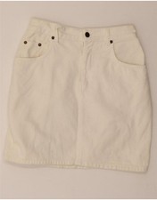 UNIFORM Womens Denim Skirt W26 Small White Cotton AQ15