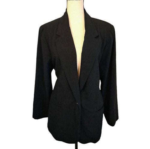 Vtg 80s/90s Sag Harbor Black Sigle Breasted Blazer