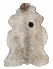 Sheepskin real  white-grey-brown, approx. 115 cm  natural fur  eco tanned  unique
