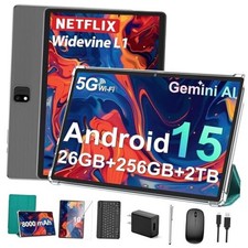 2026 Android 15 Tablet with Keyboard, 26GB 256GB, 2TB Expand, 10 Inch Green