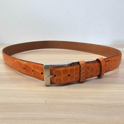 Genuine Alligator Belt MEDIUM 36 90 Tan Orange Italian  display picture 1