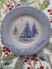 Rowe Pottery Works Merry Christmas Plate Handmade Cambridge Wisconsin Salt Glaze