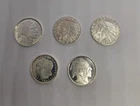 5 (FIVE) Different 1/10 oz .999 Silver Rounds