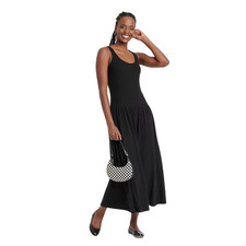 Universal Thread Women's Sleeveless Drop Waist Rib Knit Midi Dress: Black Medium