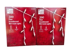 2 Home Accents 200 Mini Icicle Lights Clear White Wire Wedding Christmas Holiday