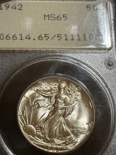 1942 Walking Liberty Half Dollar PCGS MS65 OGH RATTLER Stunning BU Coin