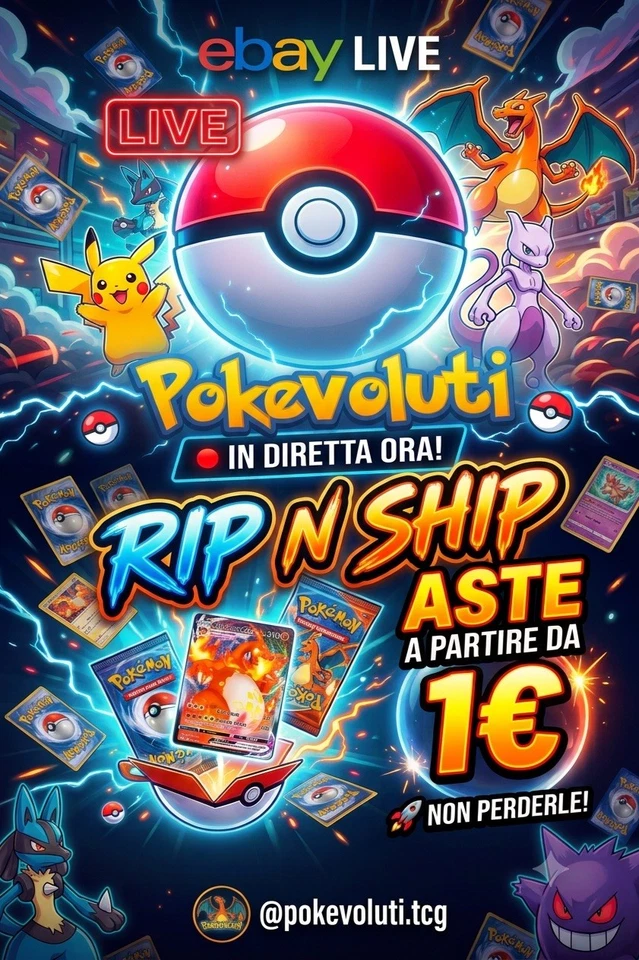 🔥LIVE  POKÈMON RIP & SHIP - ASTE A PARTIRE DA 1€ - CARTE SINGOLE - PACK🔥