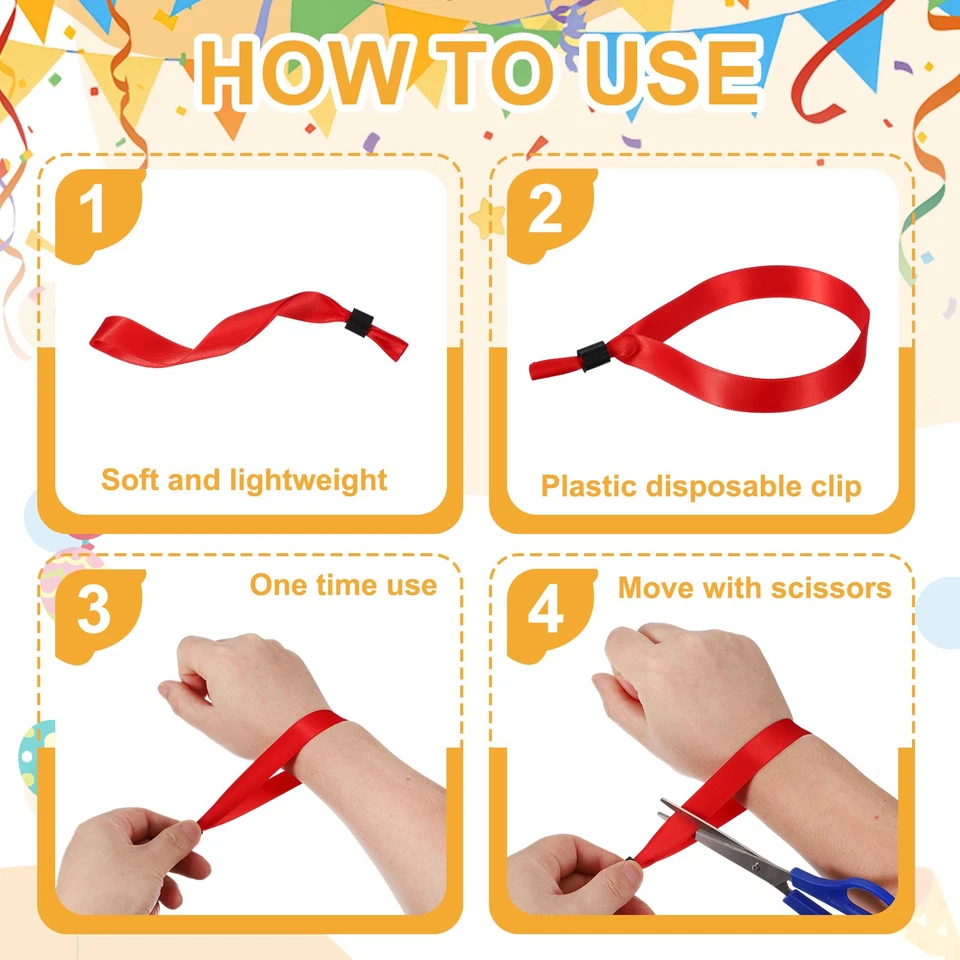 50 Pcs Cloth Event Wristband, Disposable Wrist Bands, Black - Image 3 of 4