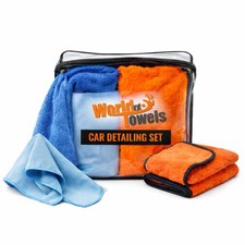 Mikrofasertuch Auto Set 3er Autopflege - 1000GSM Trockentuch Poliertuch Glastuch