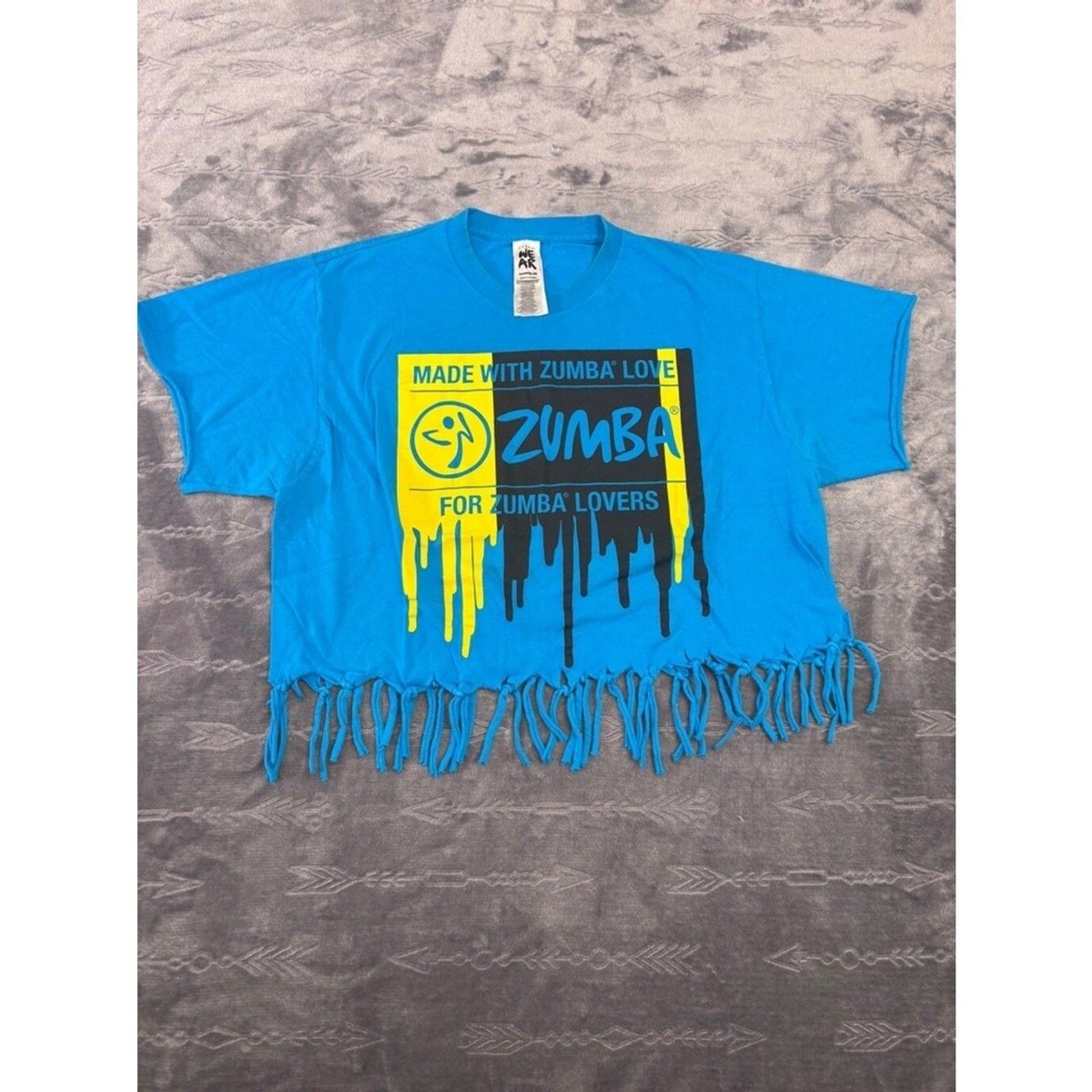 Blue Boho Fringe Crop Top - Women's Zumba T-Shirt, Size S | eBay
