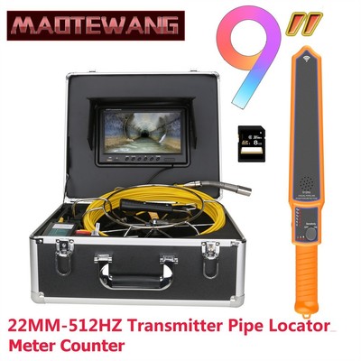 9inch Sewer Pipe Inspection  Camera Meter Counter 512HZ Pipe Locator DVR IP68