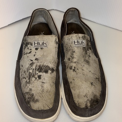 Scarpe slip on HUK uomo 13 Brewster grigio mimetico punta tonda pesca comode outdoor - Foto 5 di 24