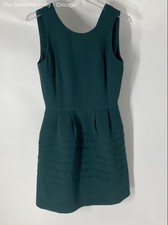 Madewell Womens Dark Green Short Sleeve Back Zip Tiered Fit & Flare Dress Size 2