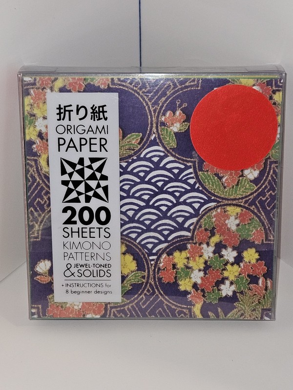 NEW, Origami Paper 200 sheets, Kimono Patterns & Jewel-Toned Solids, Instruction