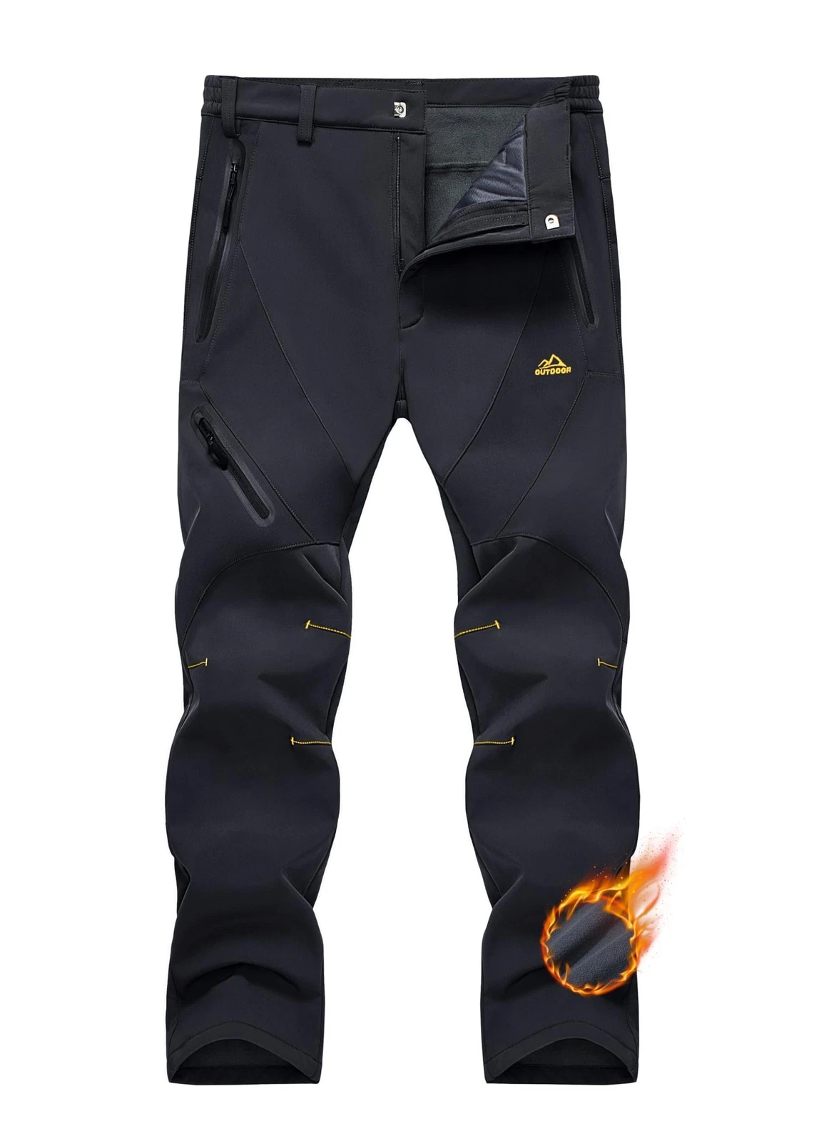 Men's Winter Pants Snow Pants Fleece Lined Water Resistant 4 Zip Pockets Skiing