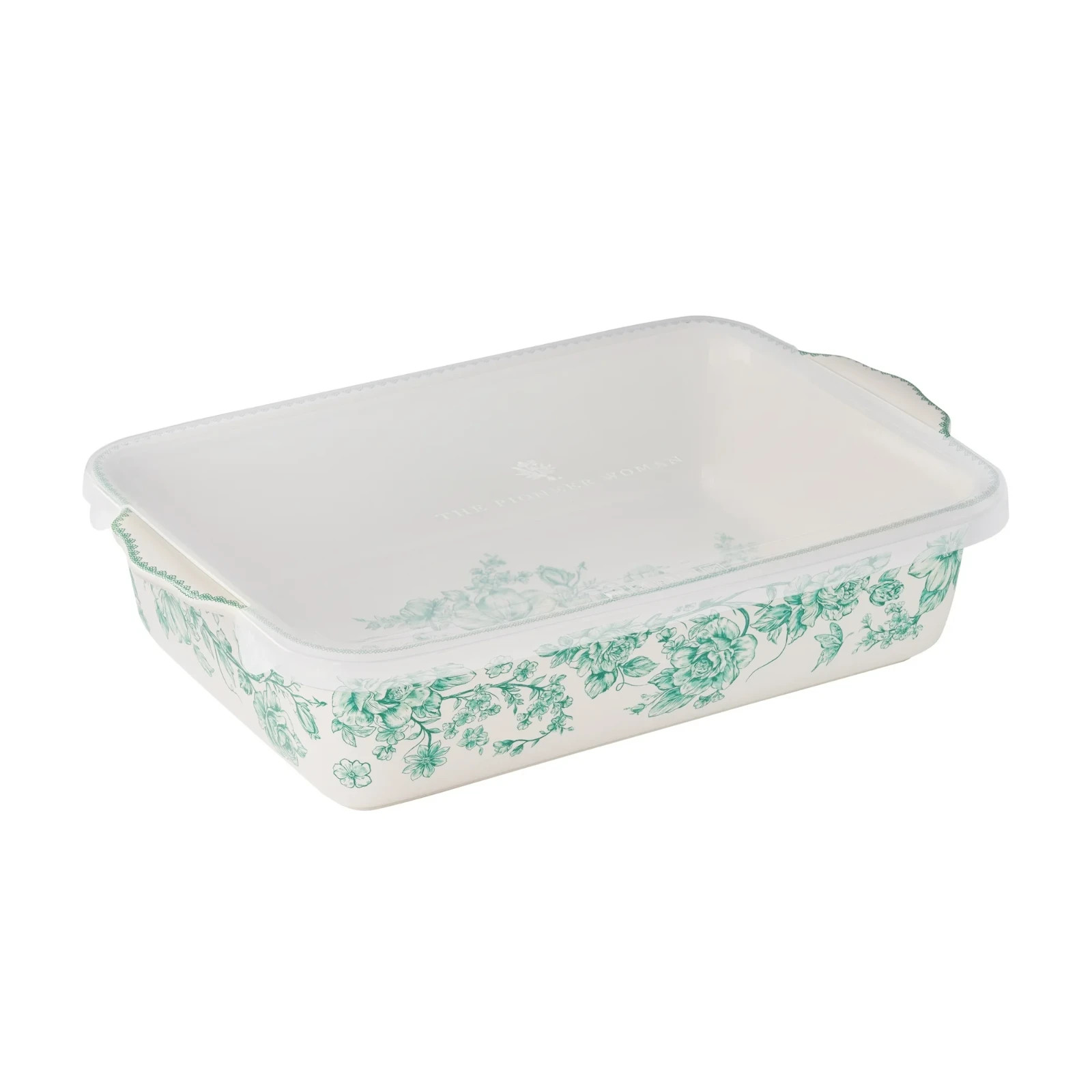 The Pioneer Woman Agatha Rectangular Baker with Lid, 9" x 13", Green