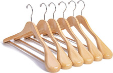 Luxury Natural Wooden Suit Hangers - 6 Pack - Wood Coat Hangers,Ja