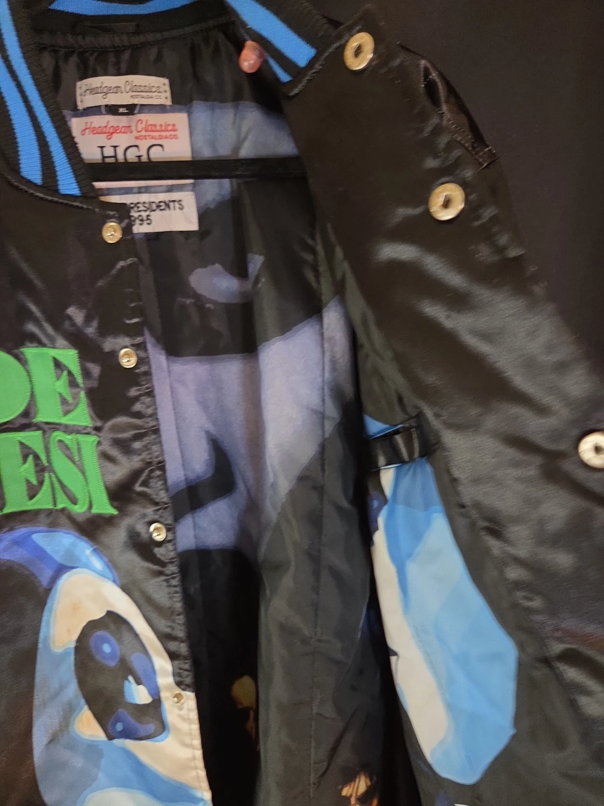 Mens Headgear Classics Dead Presidents 1995 Button Bomber Satin Jacket Size XL - product detail image 18