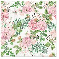 20 Servietten Rose Hip Flowers Rosen BläTter Ranken Garten Rosa GrüN 33X33Cm
