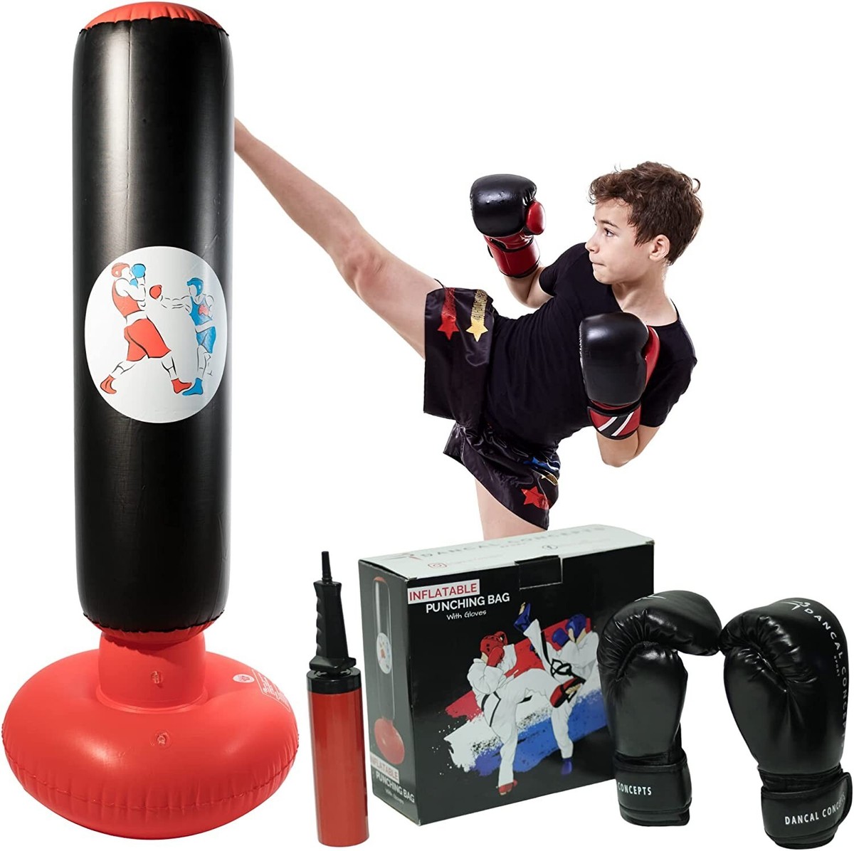 Dancal Concepts Inflatable Punching Bag for Kids with Gloves