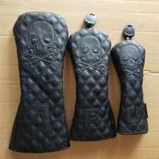 Skull Golf Wood Club Headcover Driver Fairway Wood Hybrid Cover Selection Black