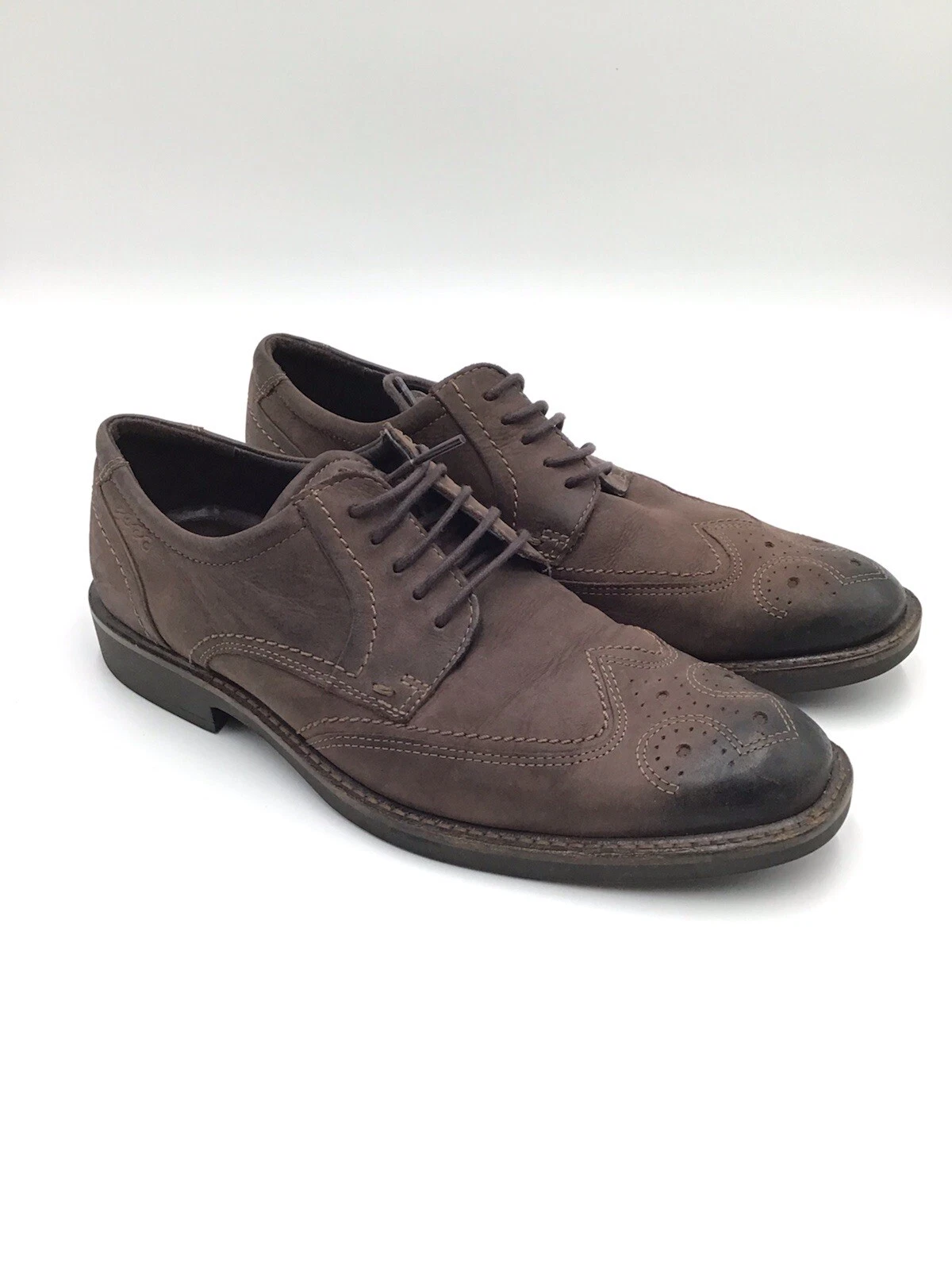 Oxford Ecco marrone pelle stringata punta alare uomo 39