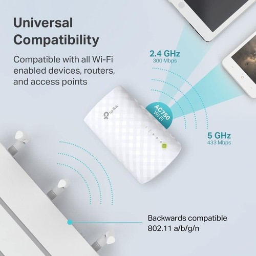 TP-Link WiFi Extender with Ethernet Port, Dual Band 5GHz/2.4GHz Cover 1200 Sq.ft - Afbeelding 7 van 7