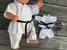 KARATE ANZUG Gr. 40-45 cm für Baby Puppen  Gi Judo Aikido Puppenkleidung Puppe