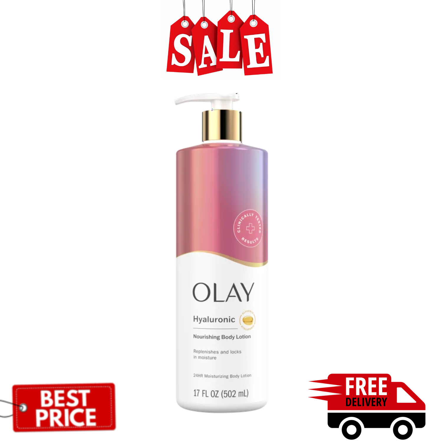 Olay Nourishing & Hydrating Body Lotion with Hyaluronic Acid, 17 Fluid Ounce