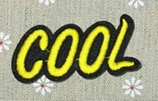 Yellow COOL Iron On Patch Sayings Words Expressions 1906