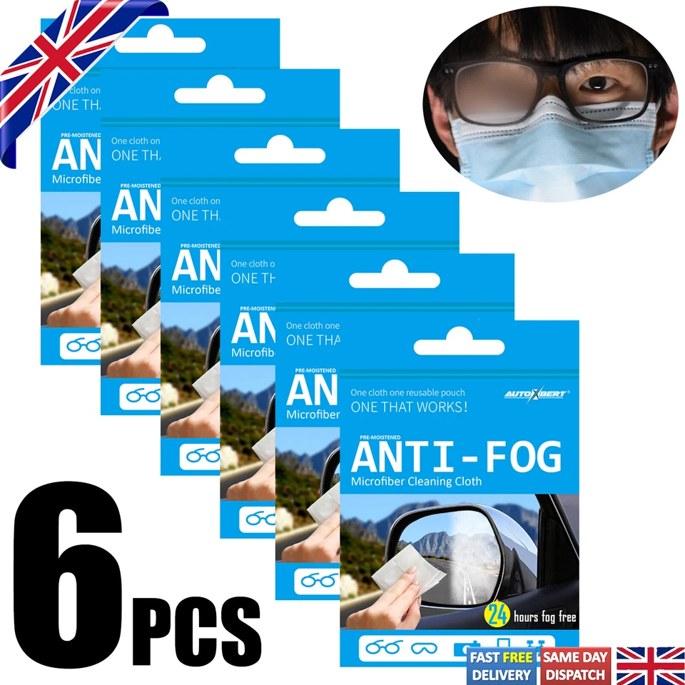 AUTOXBERT 6pcs Anti Fog Lens Cleaning Cloth Eyeglass Glasses Face Mask Wipe Car Window