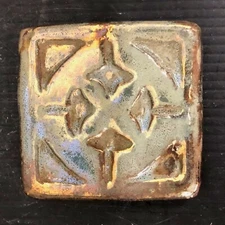 Antique Pewabic Iridescent Geometric Tile