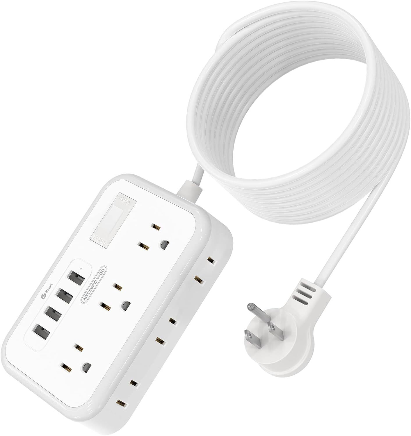 Extension Cord 15 ft, Surge Protector Power Strip with 6 Widely 15 white-image