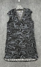 Banana Republic Women’s XS Black Gray Faux Leather Accent V Neck Shift Dress