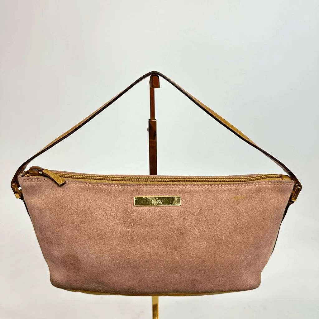 Pochette bateau vintage Gucci en daim rose