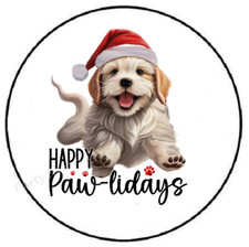 HAPPY PAW-LIDAYS HOLIDAYS DOG ENVELOPE SEALS LABELS STICKERS PARTY FAVORS