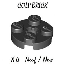 Lego 4032 - 4x Plaque / Plate, Round 2x2 with axle hole - Noir / Black - NEUF