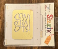NEW IN PACKAGE sizzix simple impressions embossing folder CONGRATS! 38-9661