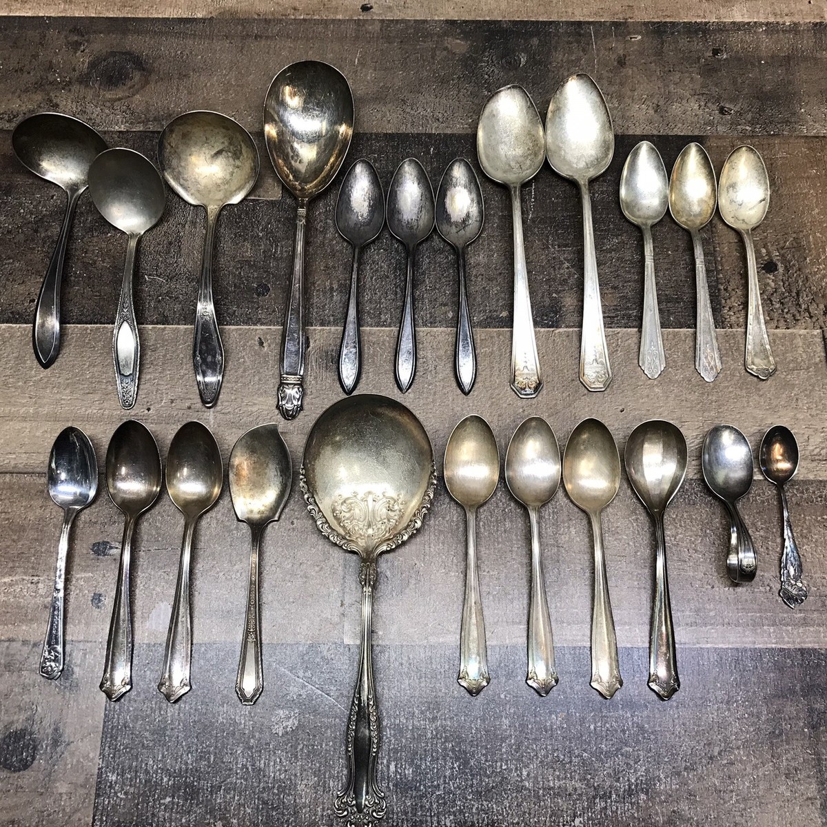 【希少】spoon Silverlight CD　中古品 Vintage Silver Plate Spoons Mixed Lot of (23) *Ladles Teaspoons