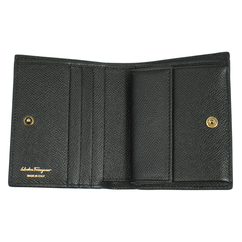 財布・小物その他 Ferragamo Textured Black Calfskin Gancini Wallet BRAND NEW SALVATORE FERRAGAMO GANCINI BLACK LEATHER BIFOLD