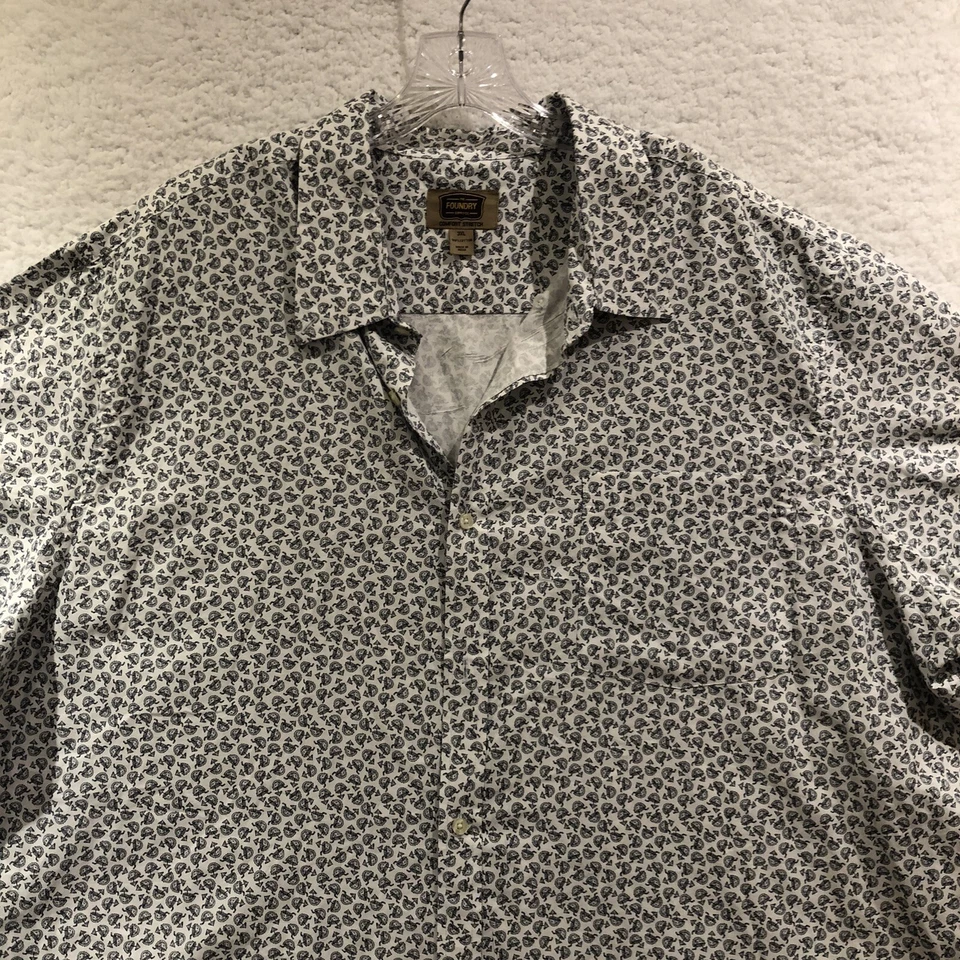 FOUNDRY Men Size 3XL Button Up Shirt White Blue Hawaiian Margarita Print - Image 2 of 4