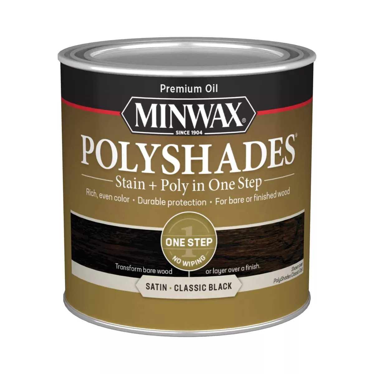Minwax PolyShades Wood Stain Polyurethane Finish Pint Classic Black