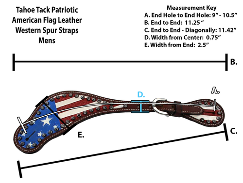 Tahoe Patriotic American Flag Leather Western Spur Straps - Pair Men's or Ladies - Picture 2 of 4