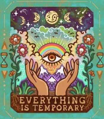 Inspirational Sticker Everything Is Temporary Mystical Eye Rainbow Nature Decal