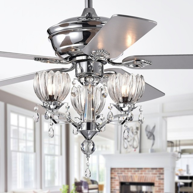 Silver Orchid Laurel 52 Inch Chrome Lighted Ceiling Fan With