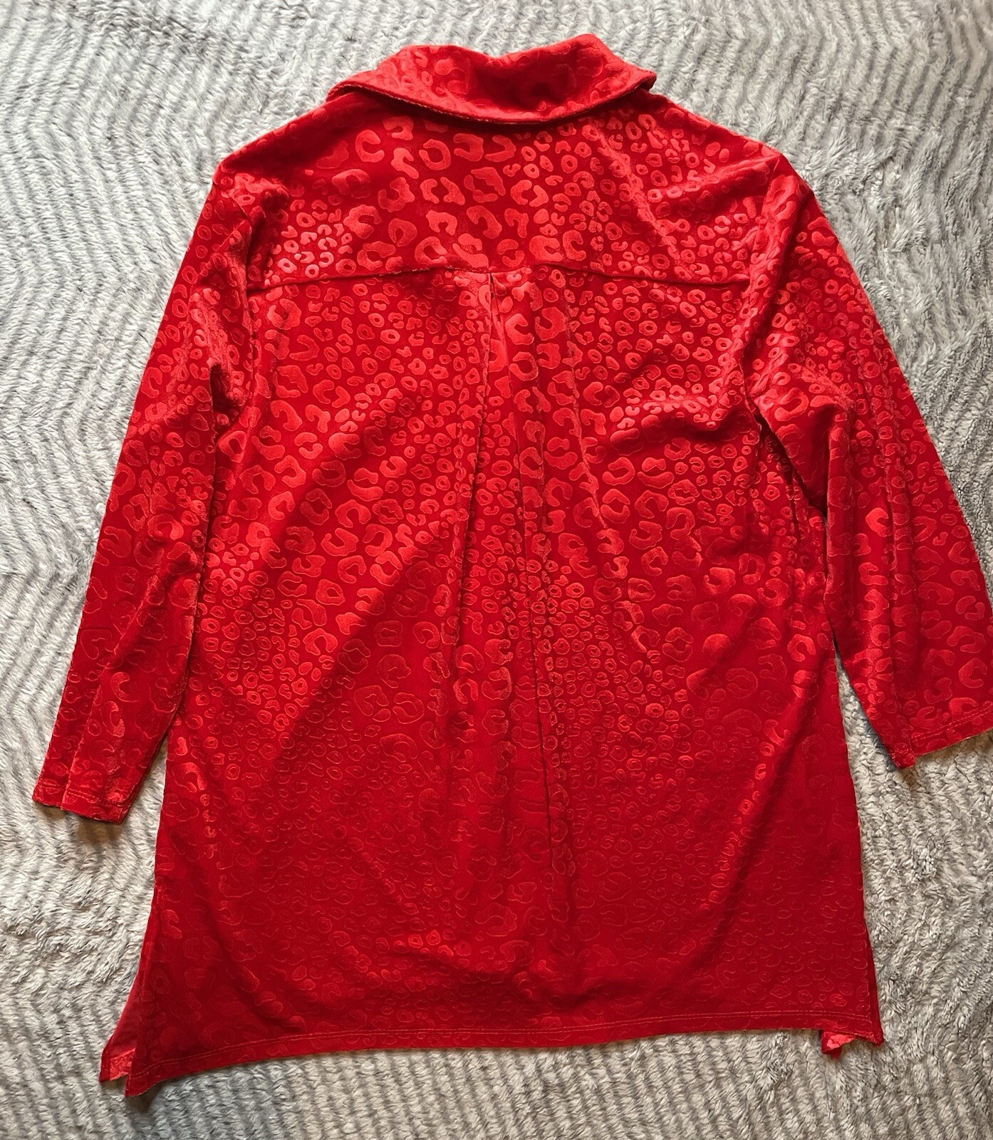 Ruby Rd Red Velour Leopard Print Button Down Wome… - image 2