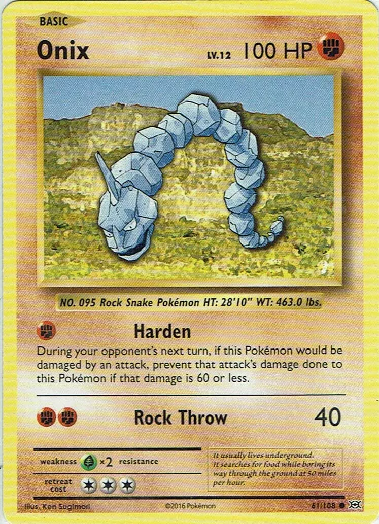 Pokemon Karte TCG Trading Card Game XY Evolution Nr. 61/108 Onix englisch