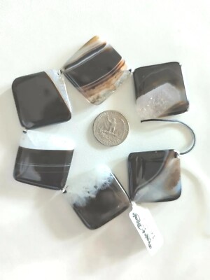 Beads Quartz Agate DRUZY 35mm PUFFED Square MSRP $40 NEW string of 6 Black